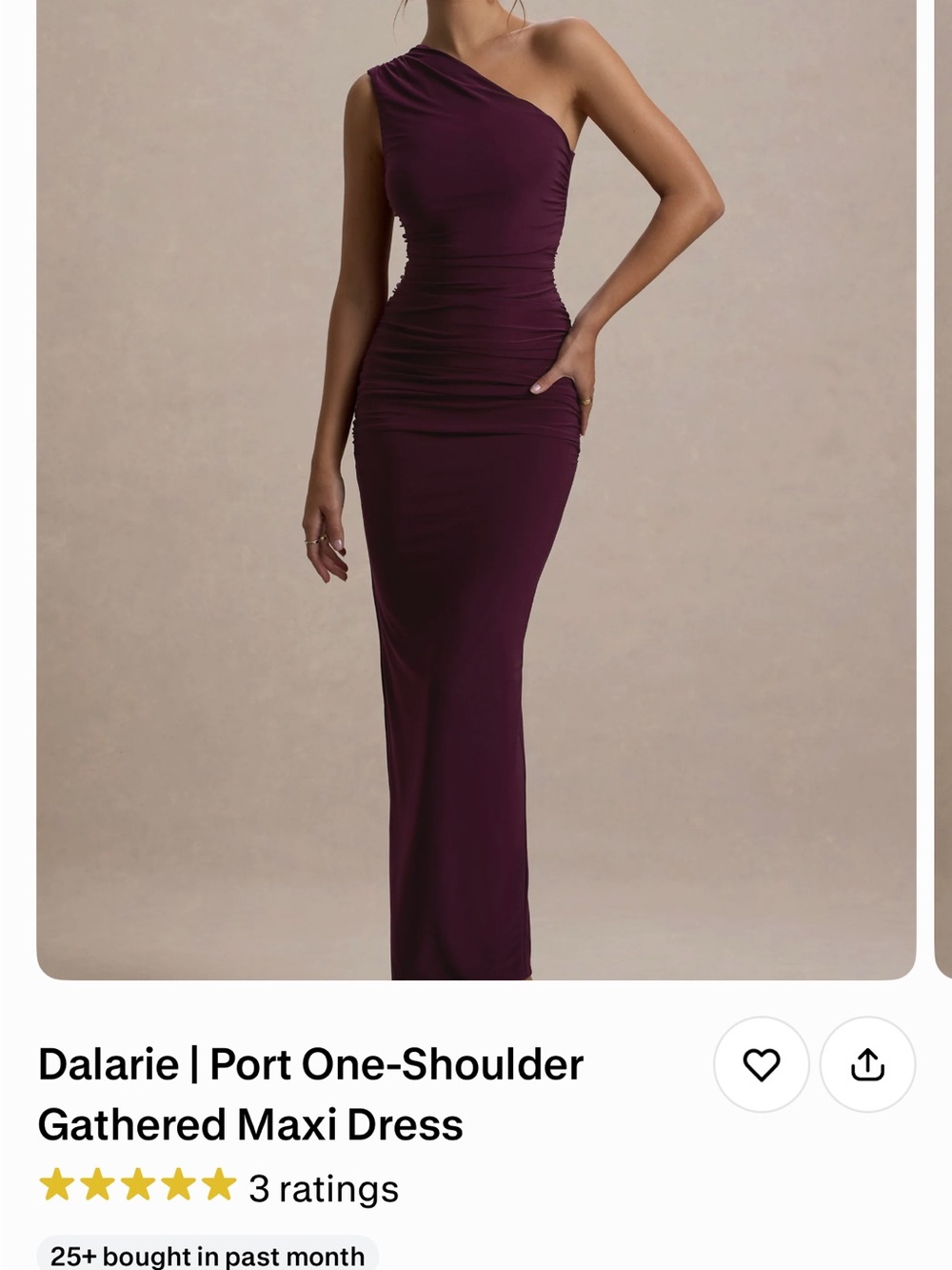 Dalarie One-Shoulder Gathered Maxi Dress - Plum